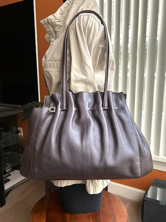 Salvatore Ferragamo Handbags - SALVATORE FERRAGAMO Nappa Soft Shoulder Bag, Chocolate Brown